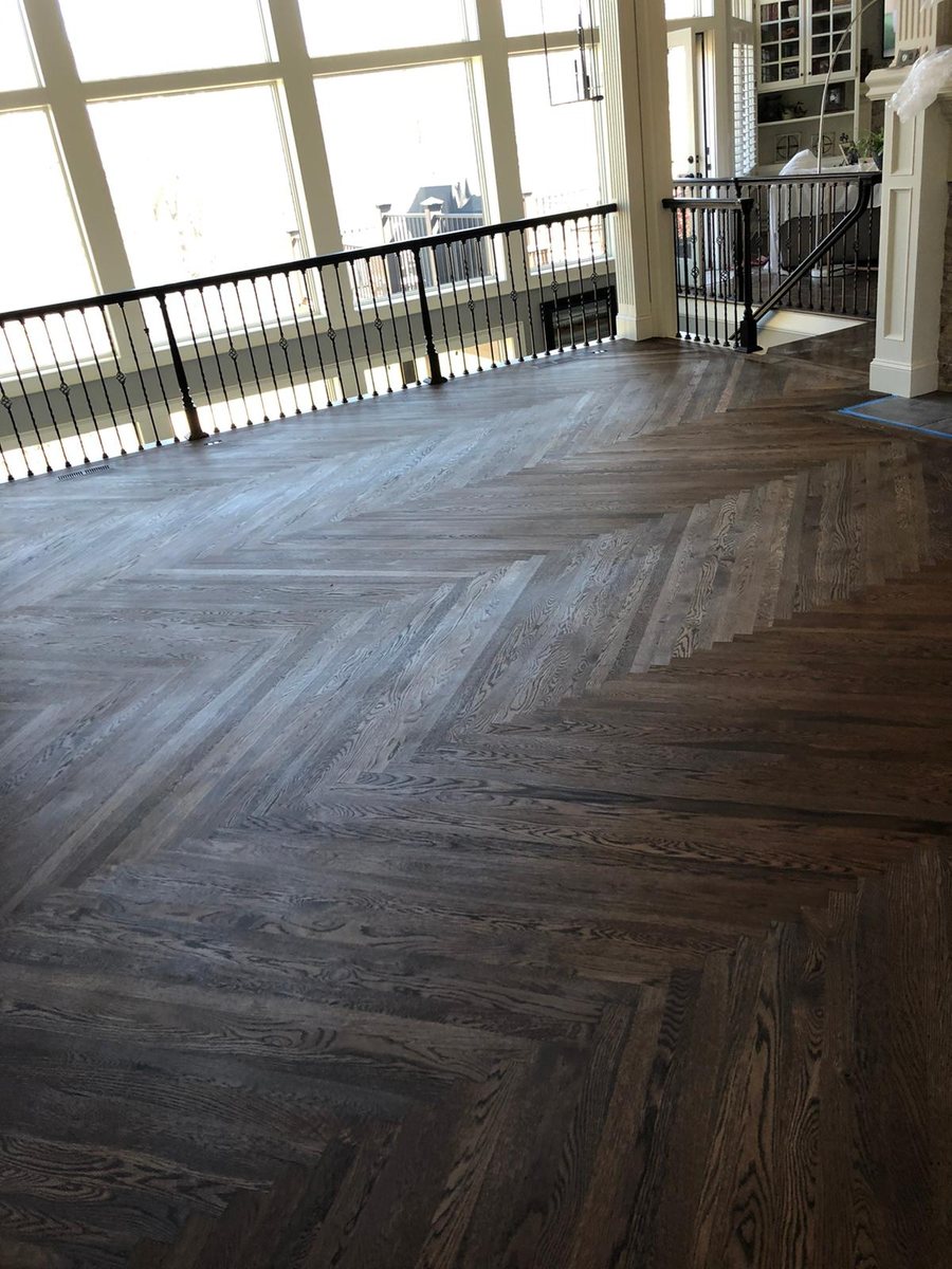 Dark wood floor extending through a wide room